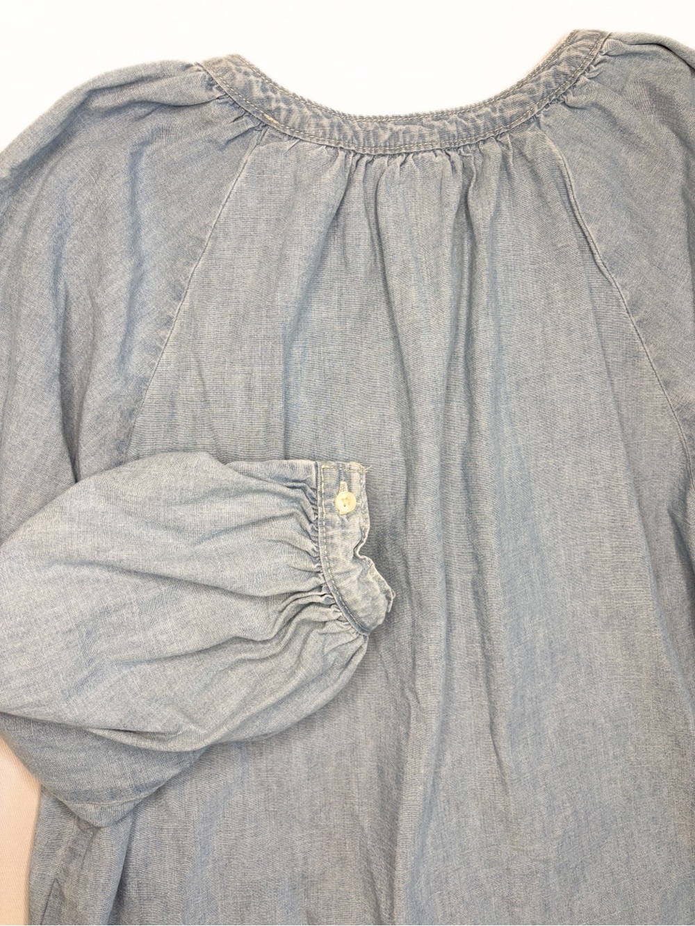 Levi's Washed Blue Denim Button-Front Peasant Top - Picture 6 of 6